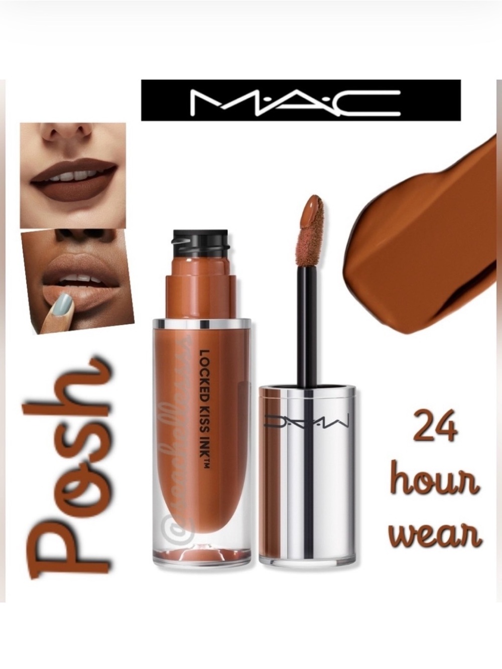 Mac Locked Kiss 24-Hour Hour Lipstick | Posh Brown | Brand New In Box